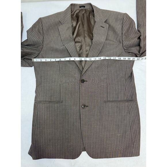 Vintage Y2K Express Design Studio Pinstripe Blazer Men Brown Vented Back 40R - Picture 2 of 12